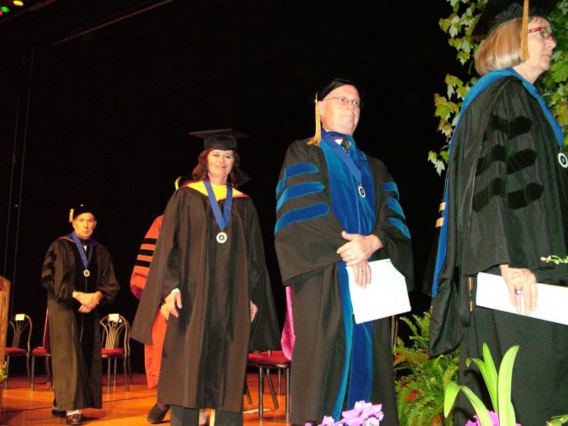 Walking across the stage