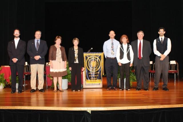 All inductees standing on th estage together